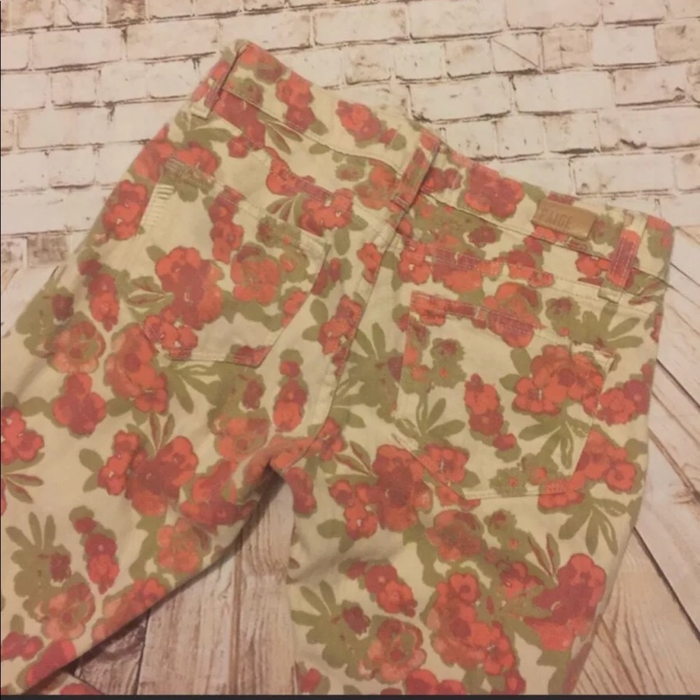 PAIGE orange floral ankle skyline skinny jeans - Picture 4 of 4